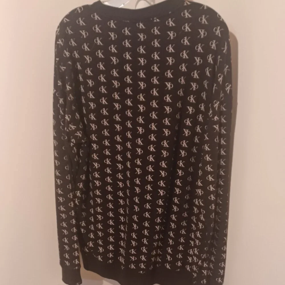 CK Calvin Klein Black/Creme Logo Lightweight Sweatshirt Long Sleeve Unisex L